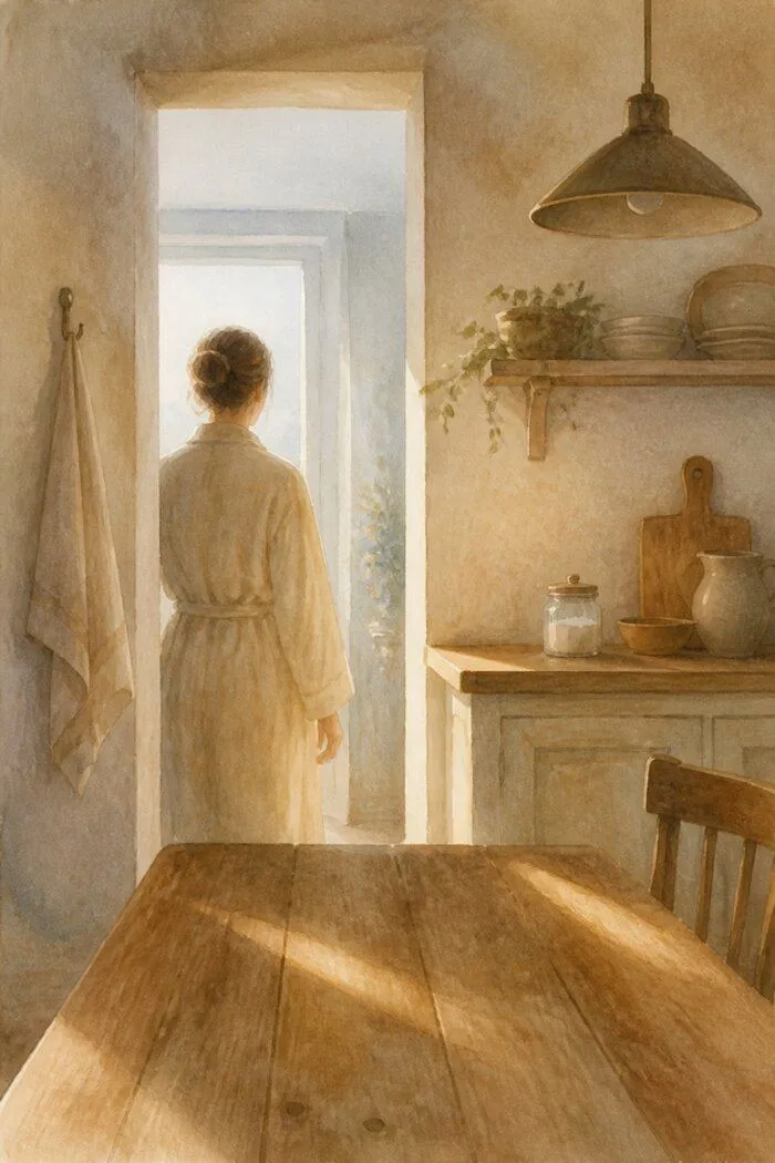 A door opens at dawn
