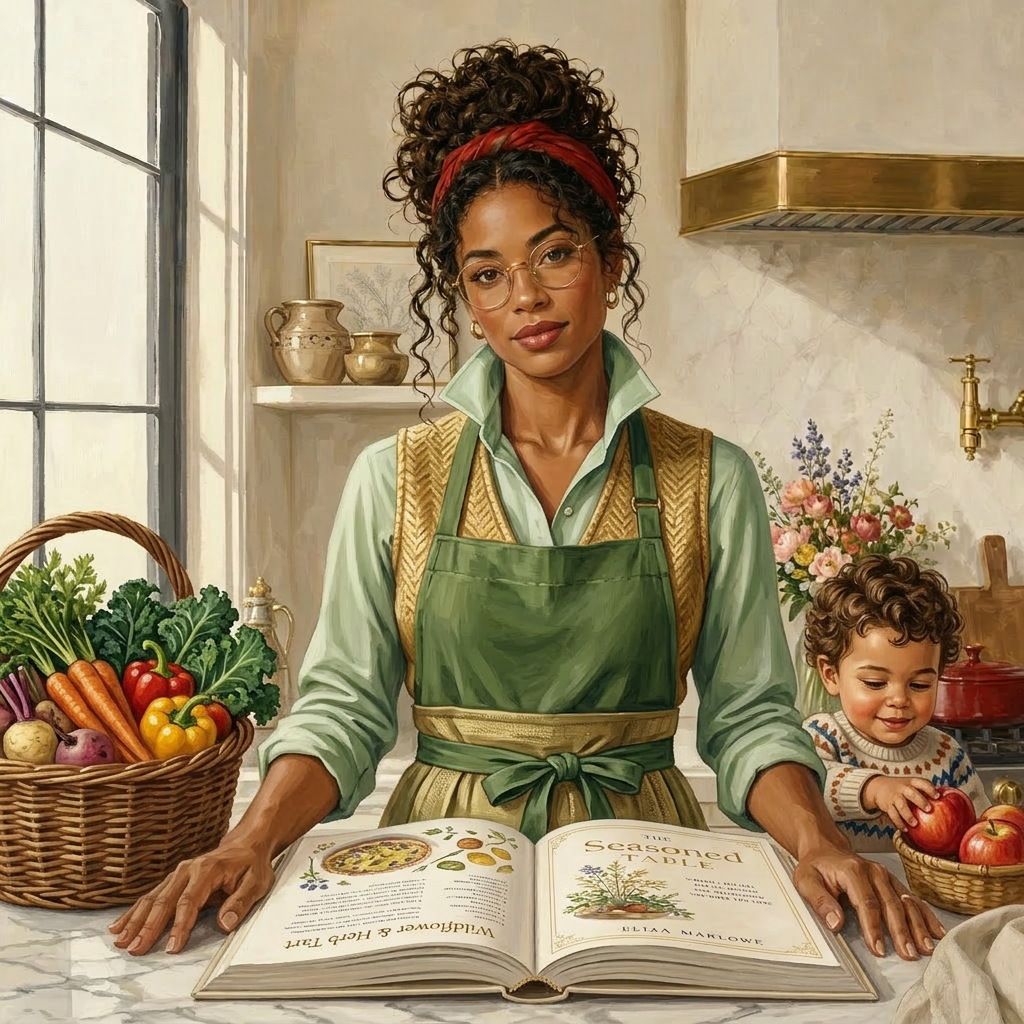 Illustration éditoriale de Sèna Gay-Vigan dans sa cuisine