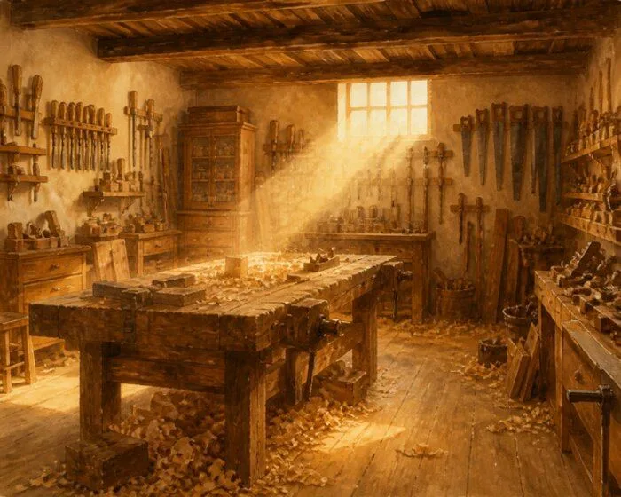 The workshop, seen from the threshold
